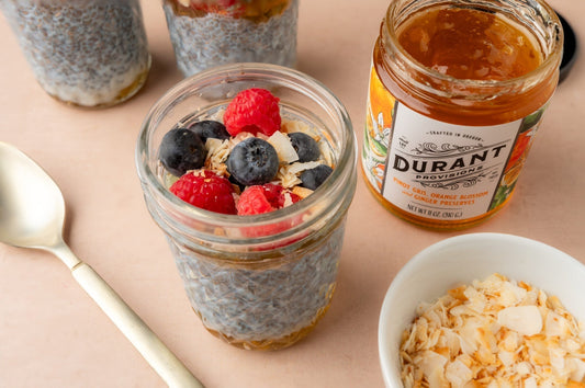 Chia Pudding With Pinot Gris, Orange Blossom and Ginger Preserves