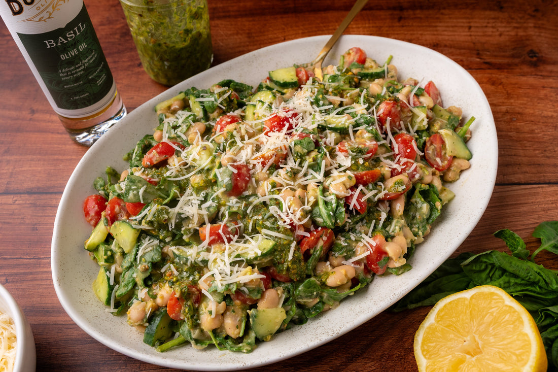 Creamy Pesto Bean Salad