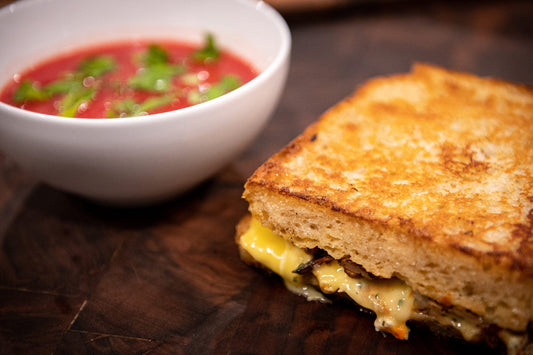 Chanterelle Grilled Cheese + Chilled Tomato Soup / Herbfarm