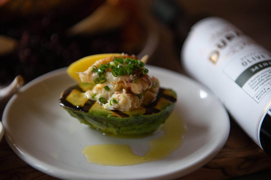 Grilled Avocado & Dungeness Crab Salad with Mission EVOO Aioli