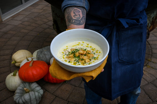 Potato, Leek, & Olive Oil Chowder with Olive Oil Baked Crackers / Wilderness Hunters