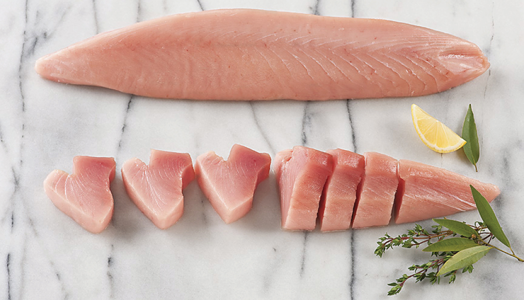 Raw albacore tuna loin
