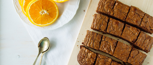 Orange Olive Oil Brownies fresh out of the oven